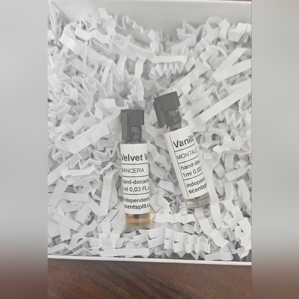 Velvet Vanilla By Mencera and Vanilla Cake by Montale Sample vials